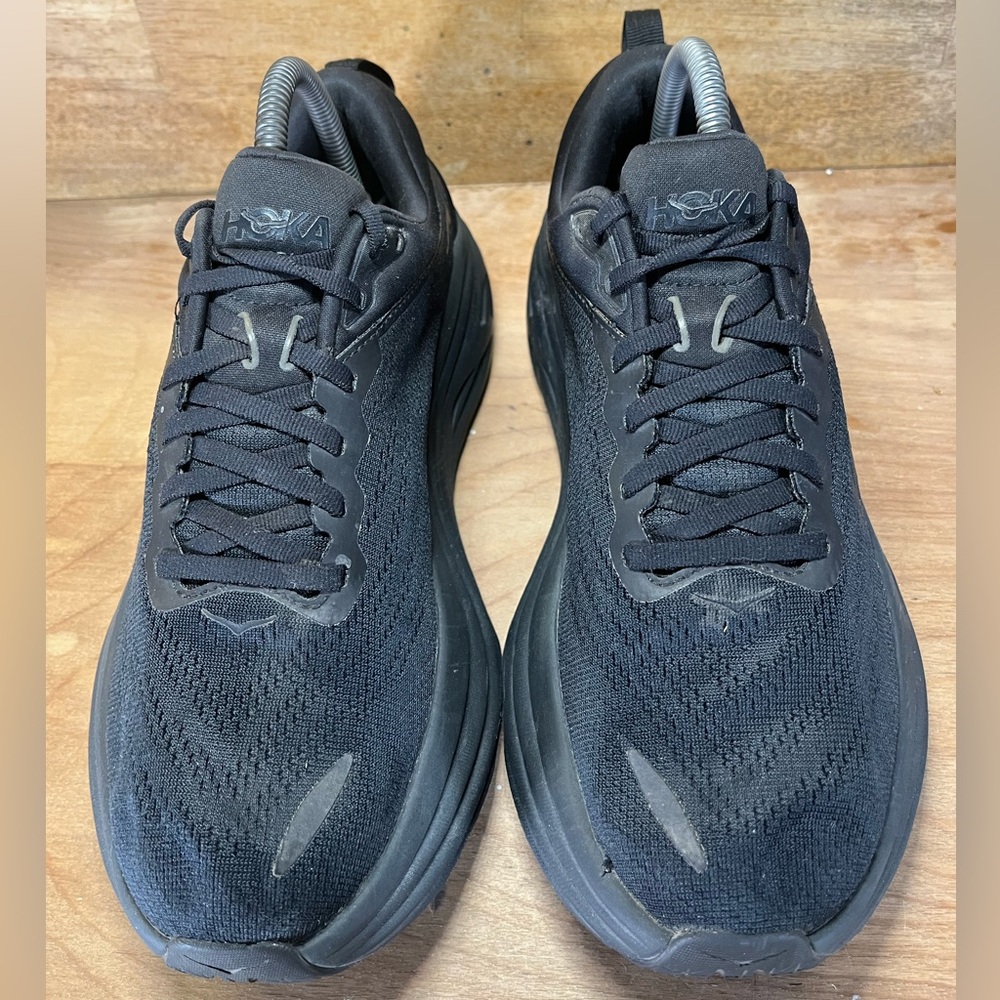 Hoka One One Bondi 8 REFLECTIVE Womens Size 9 Running Shoes Sneakers Black - Picture 3 of 12